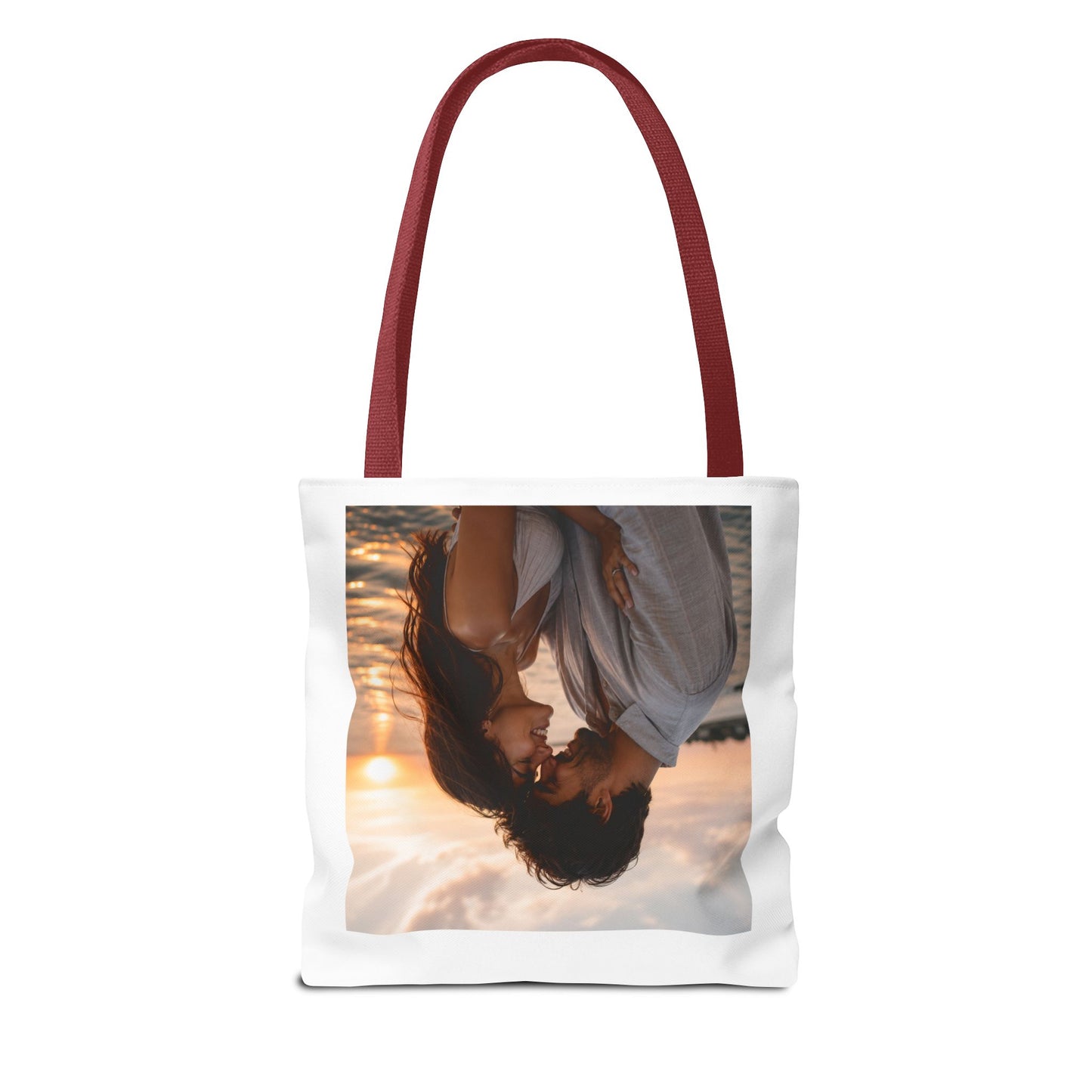 Personalized Photo Tote Bag — Custom Couple Sunset Portrait Beach Bag