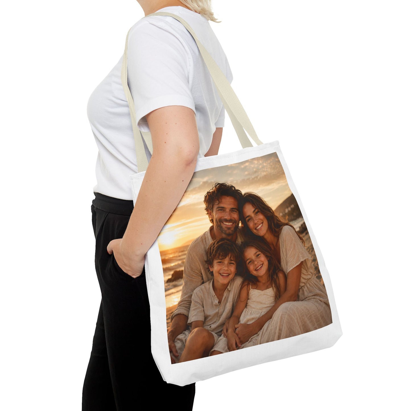 Photo Tote Bag — Custom Family Sunset Portrait Tote