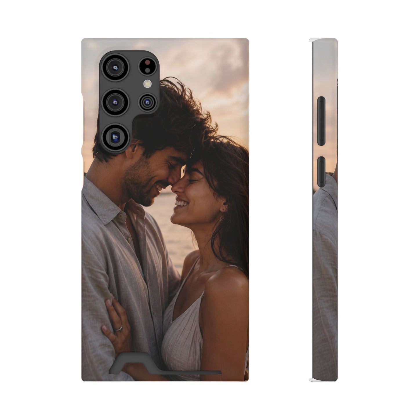Custom Photo Card-Holder Phone Case — Personalized Couples Sunset Design
