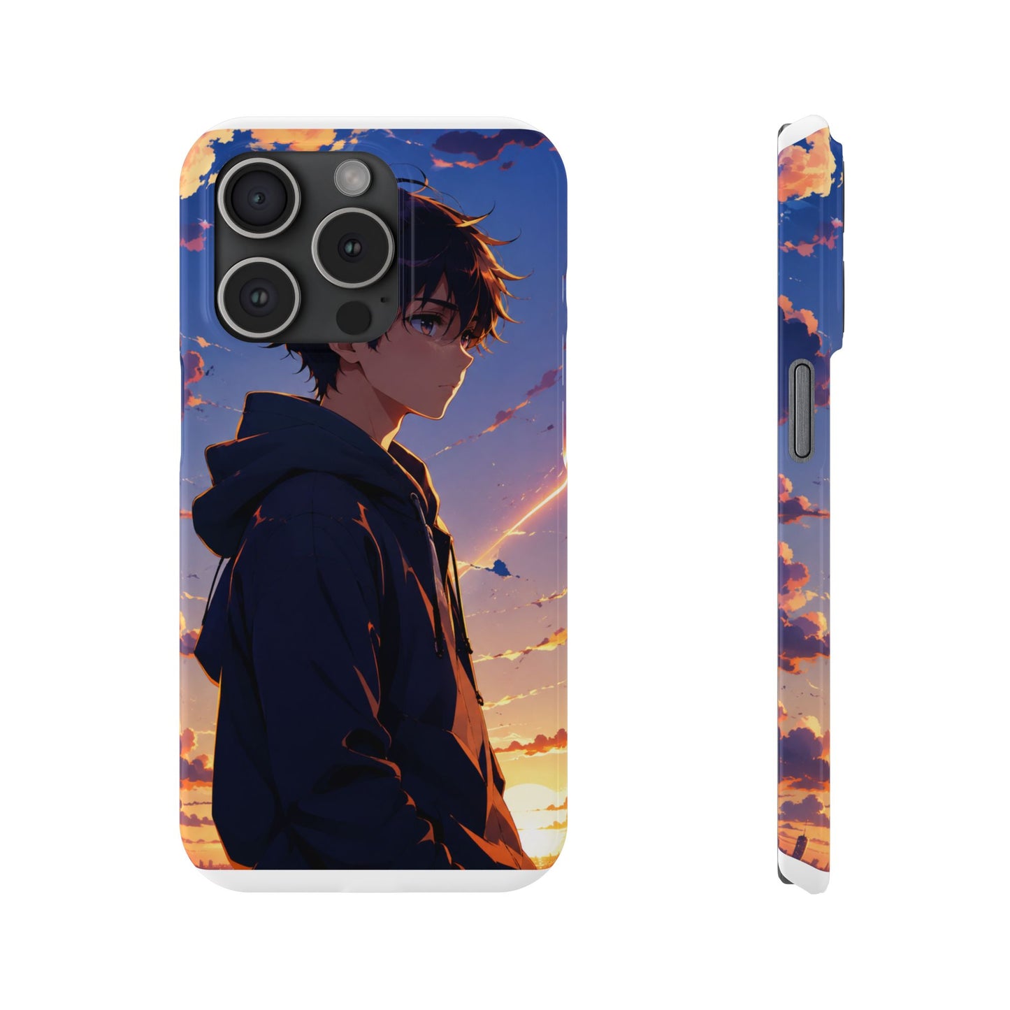 Slim Phone Case — Anime Sunset Boy Illustration