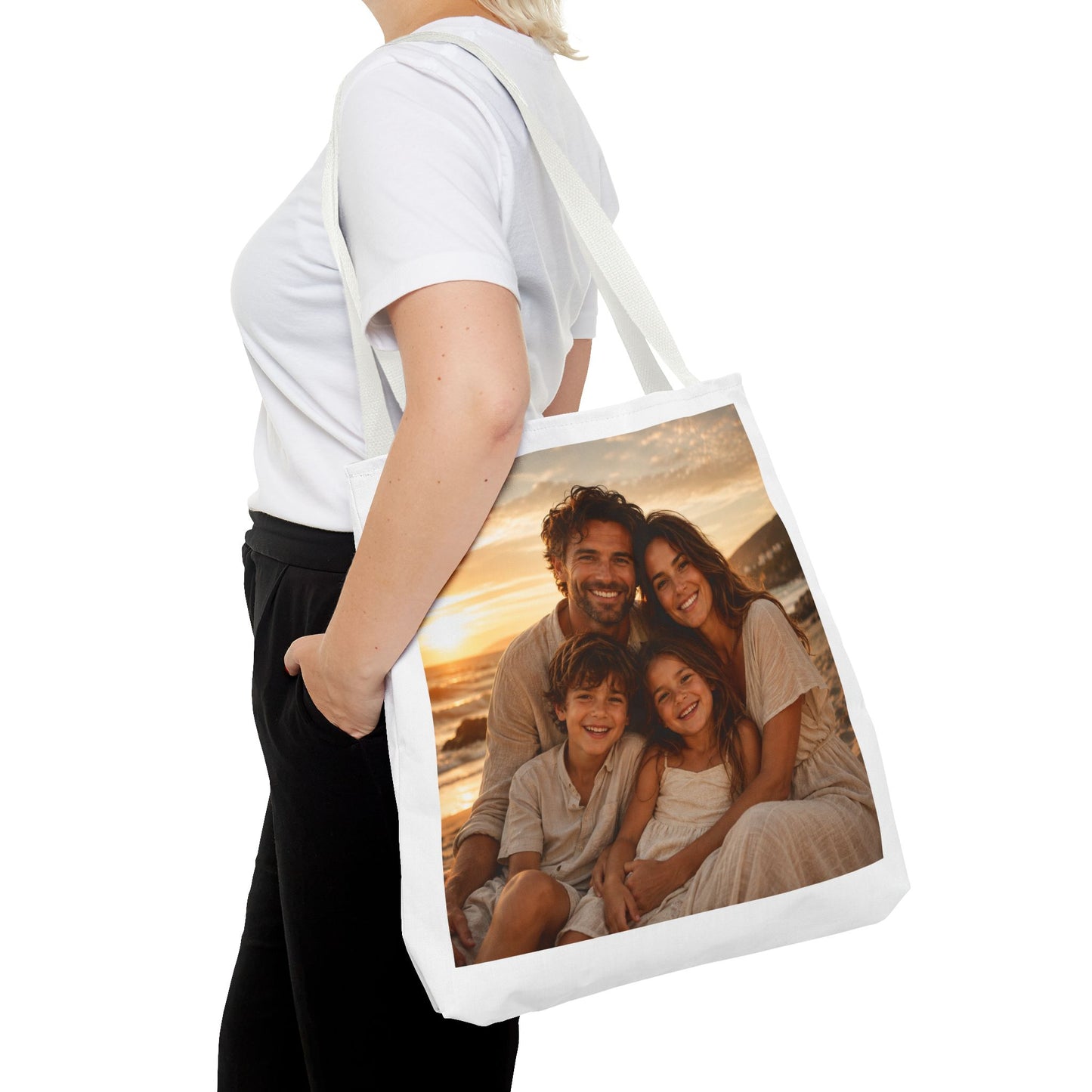 Photo Tote Bag — Custom Family Sunset Portrait Tote