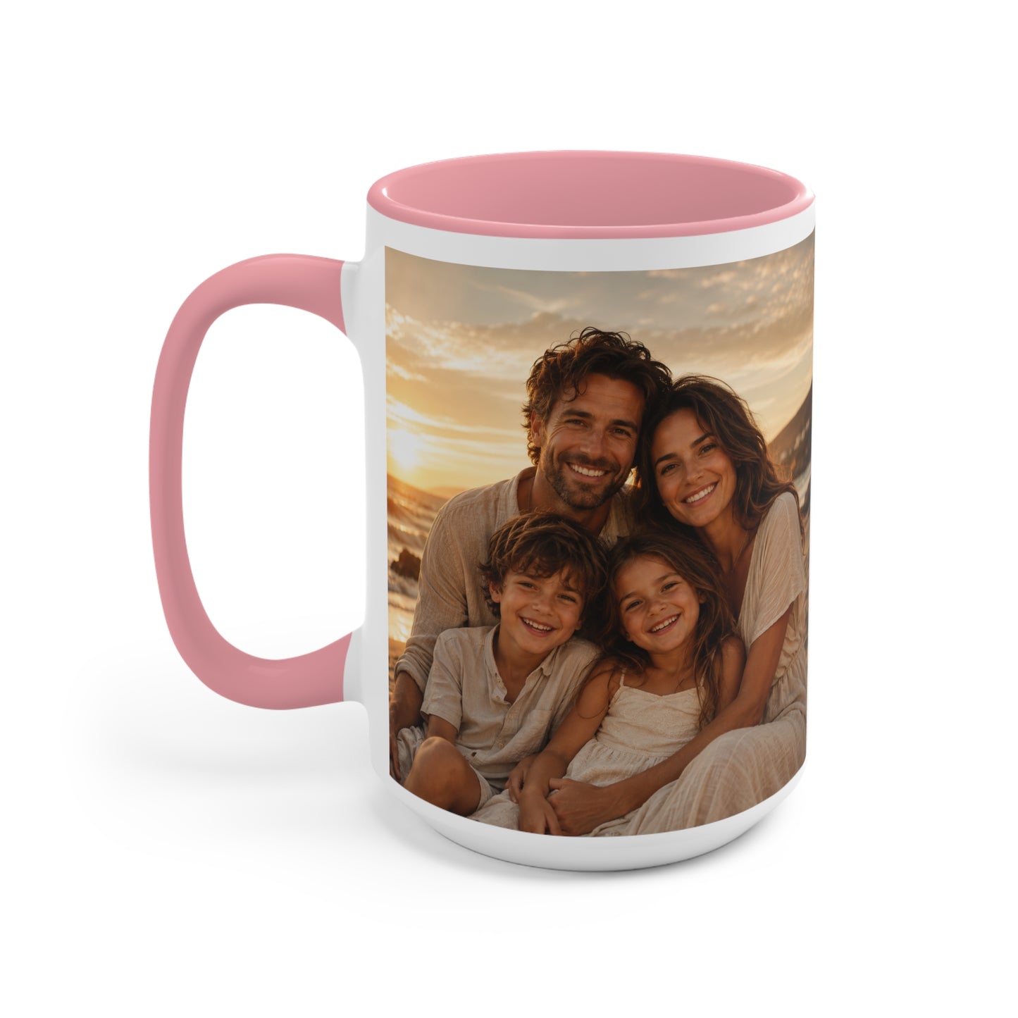 Personalized Photo Accent Mug — Custom Family Sunset Coffee Cup