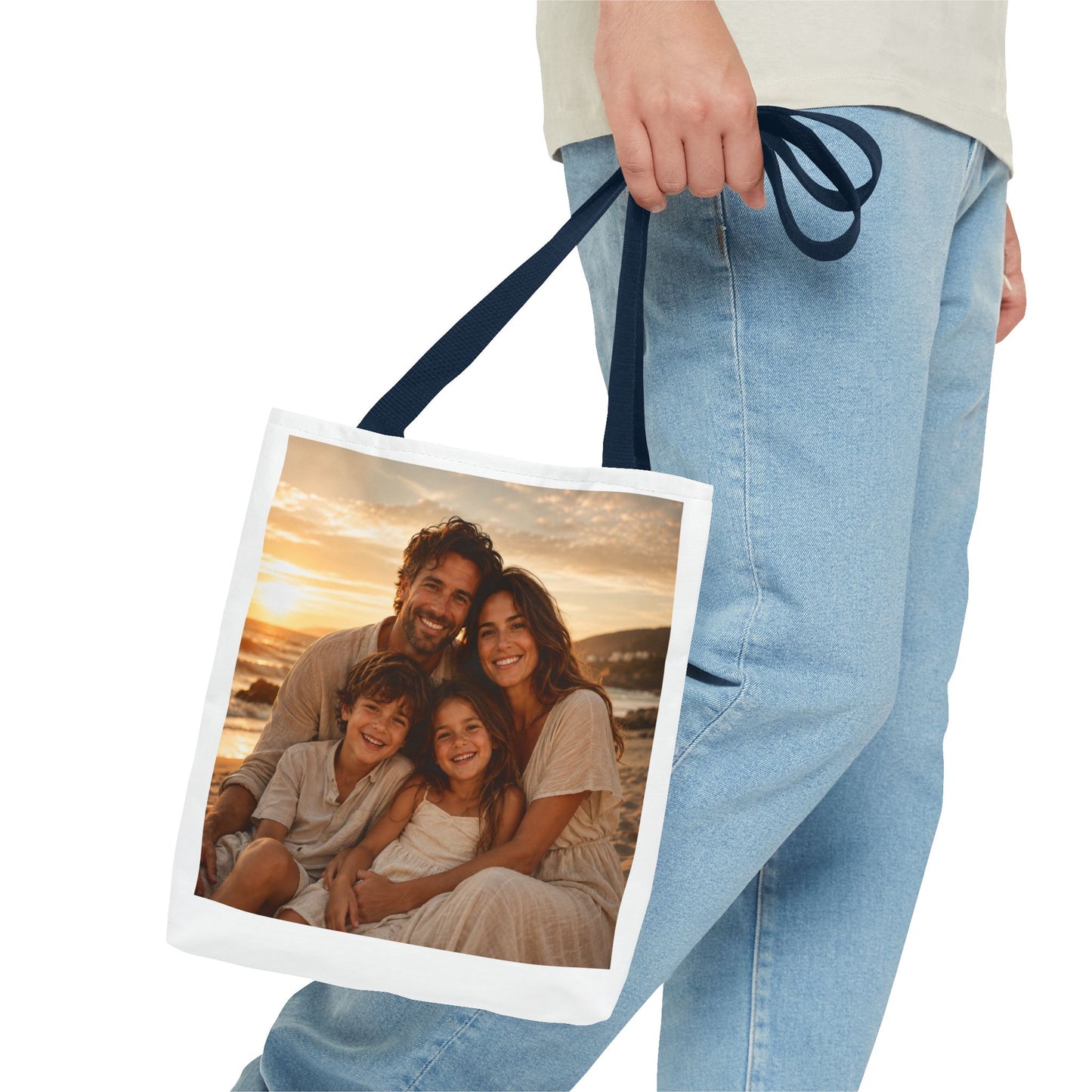 Photo Tote Bag — Custom Family Sunset Portrait Tote