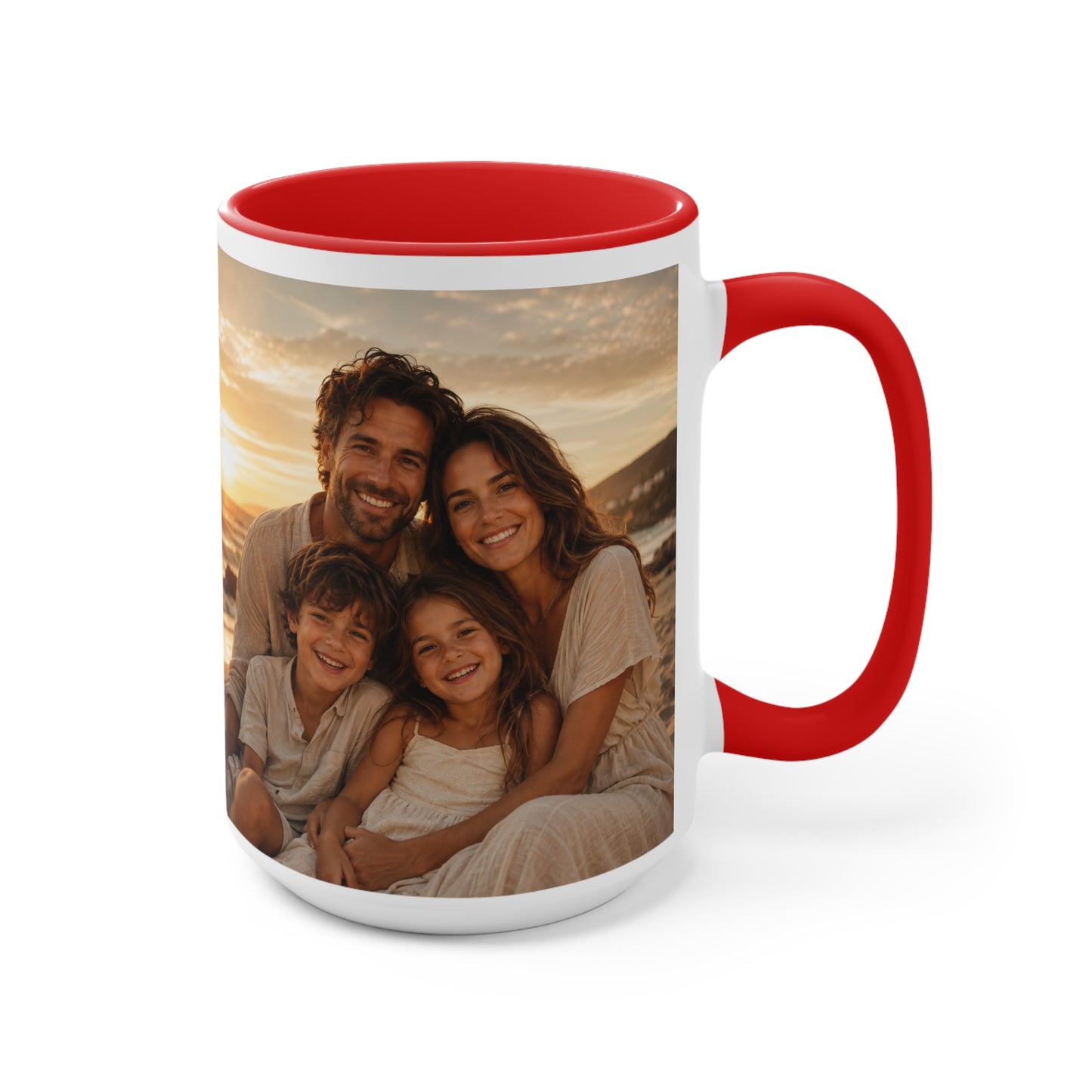 Personalized Photo Accent Mug — Custom Family Sunset Coffee Cup