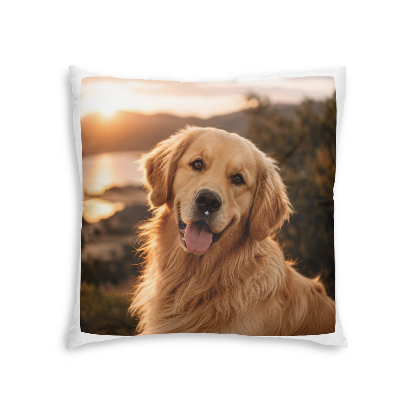 Golden Retriever Photo Floor Pillow — Cozy Square Tufted Pet Cushion