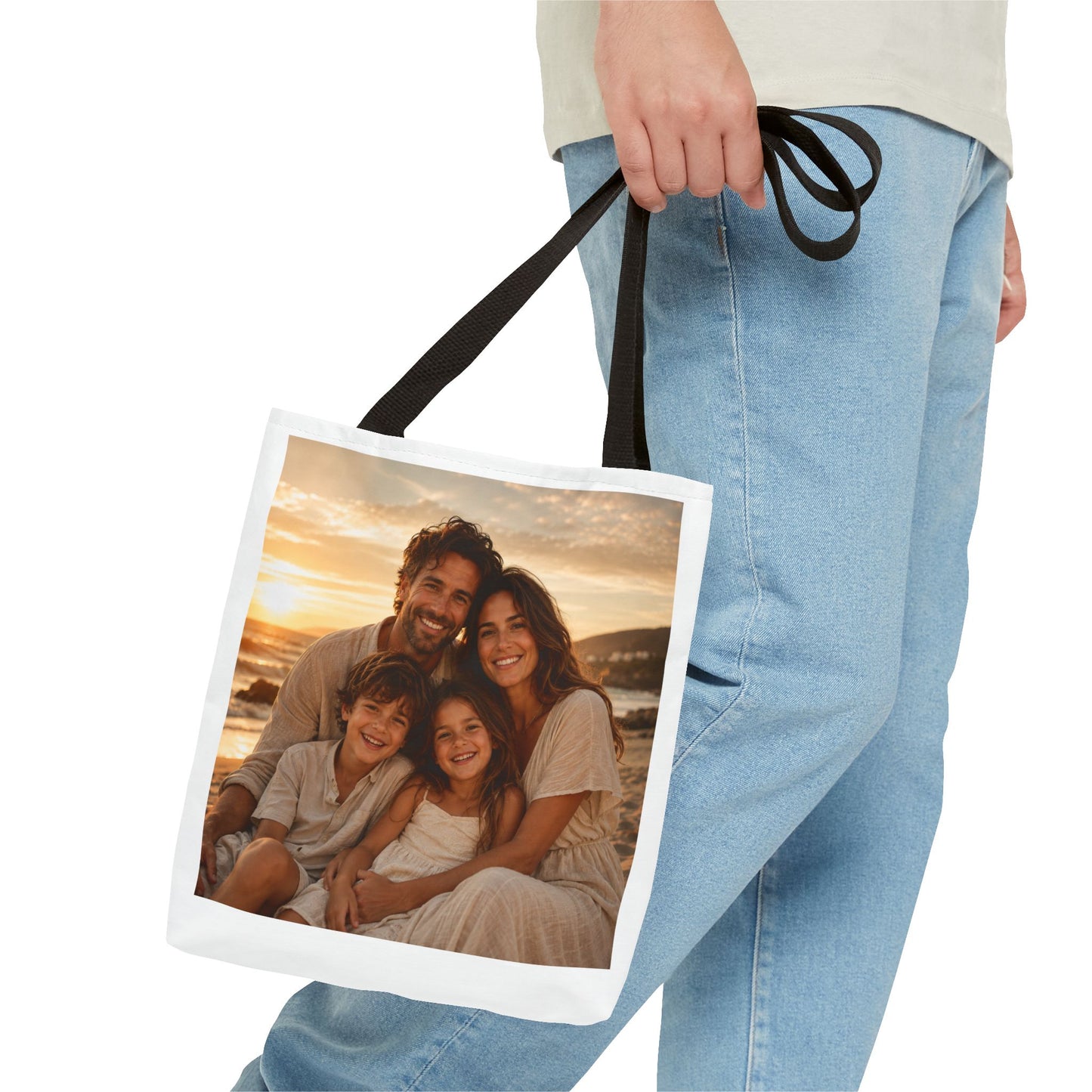 Photo Tote Bag — Custom Family Sunset Portrait Tote