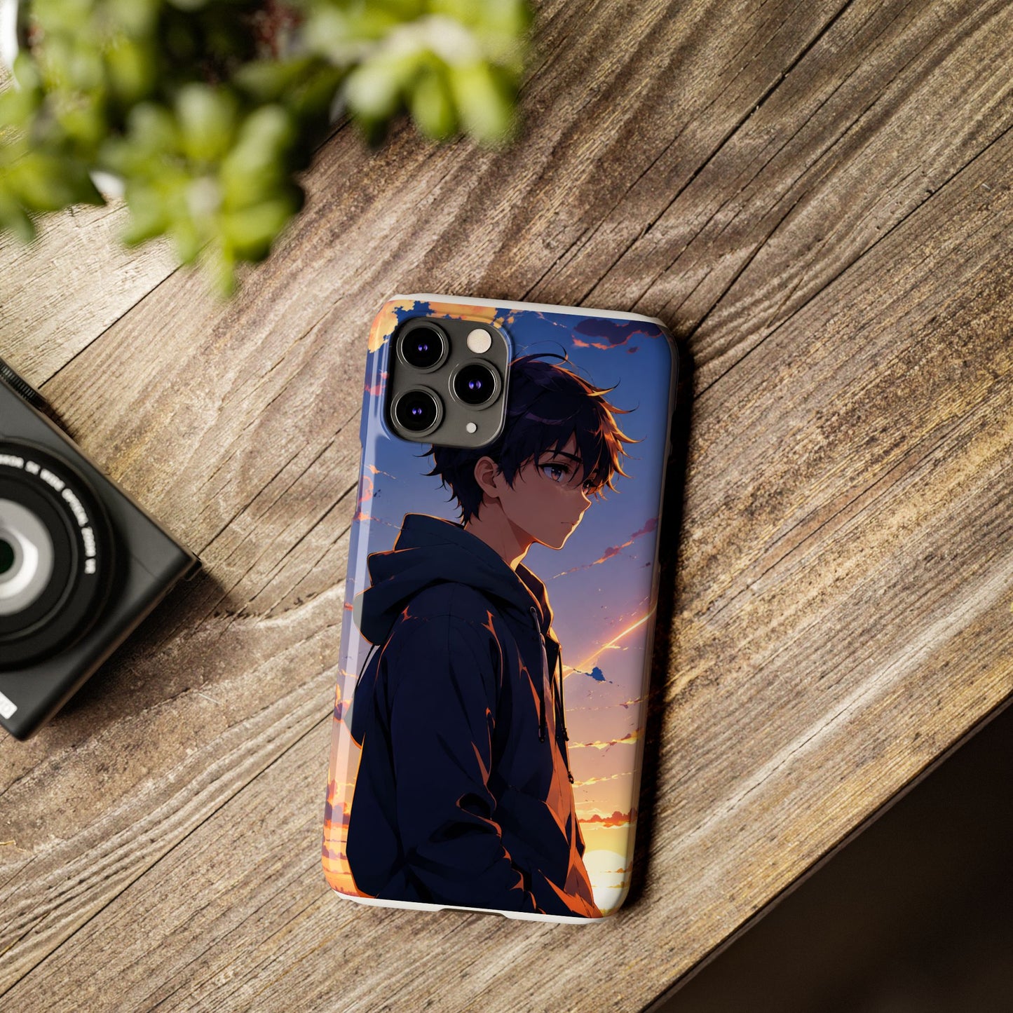 Slim Phone Case — Anime Sunset Boy Illustration