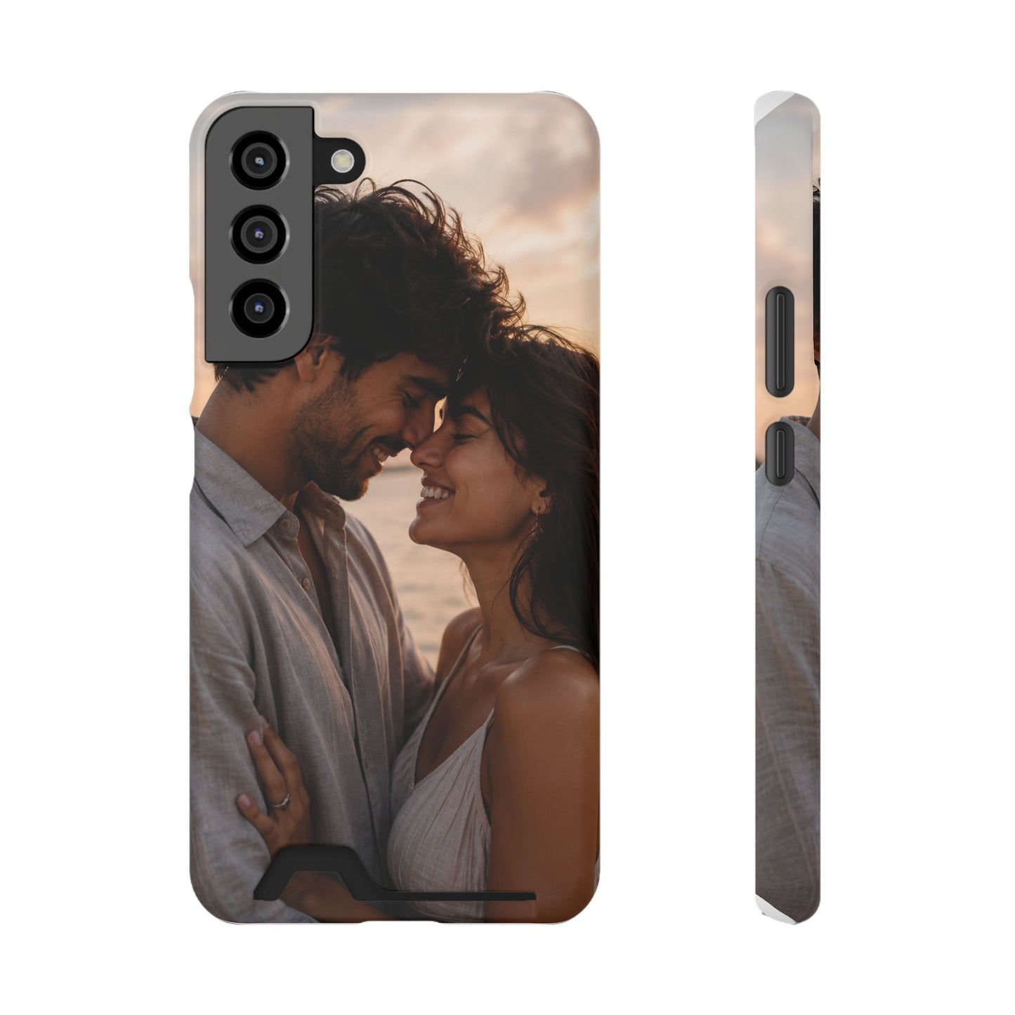 Custom Photo Card-Holder Phone Case — Personalized Couples Sunset Design