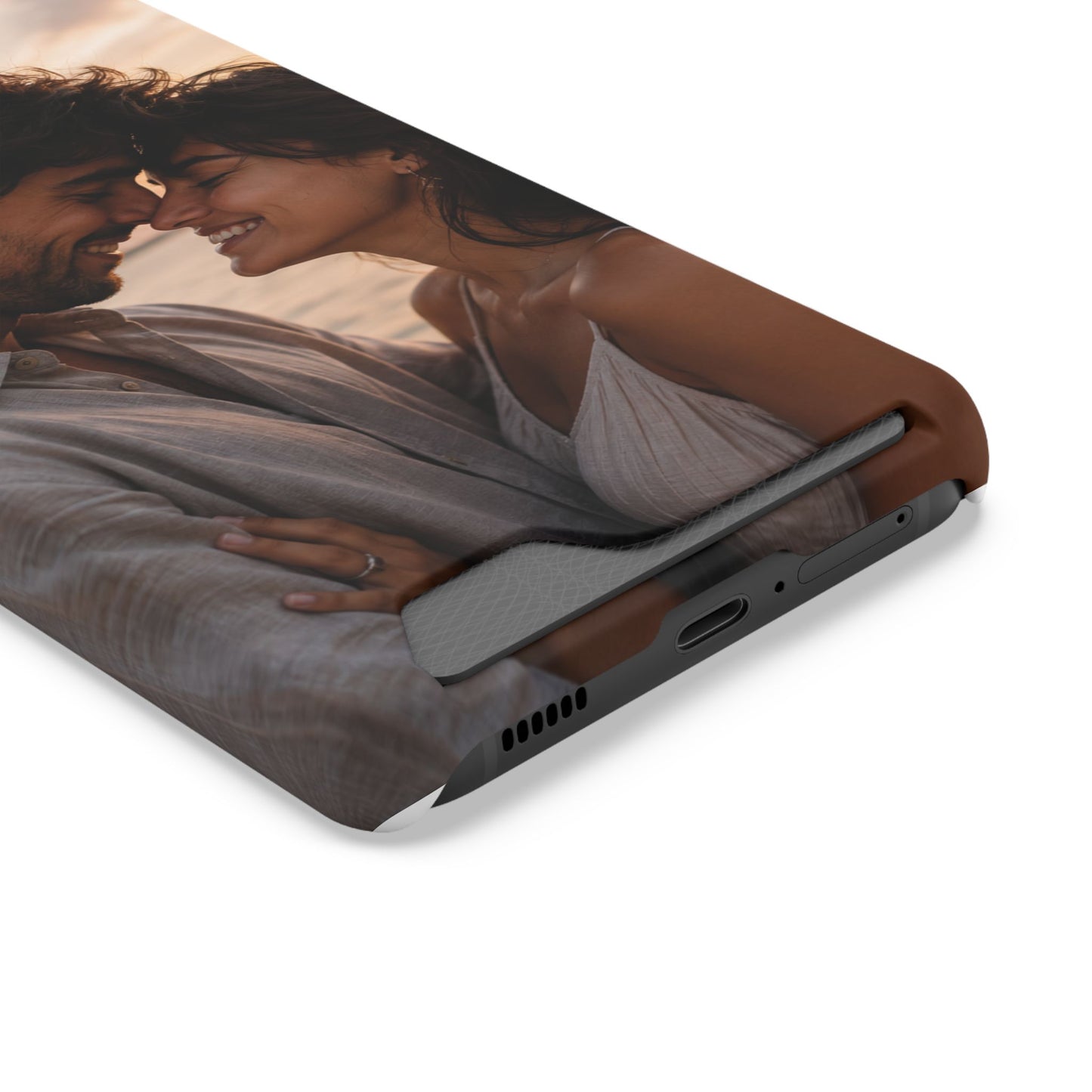 Custom Photo Card-Holder Phone Case — Personalized Couples Sunset Design