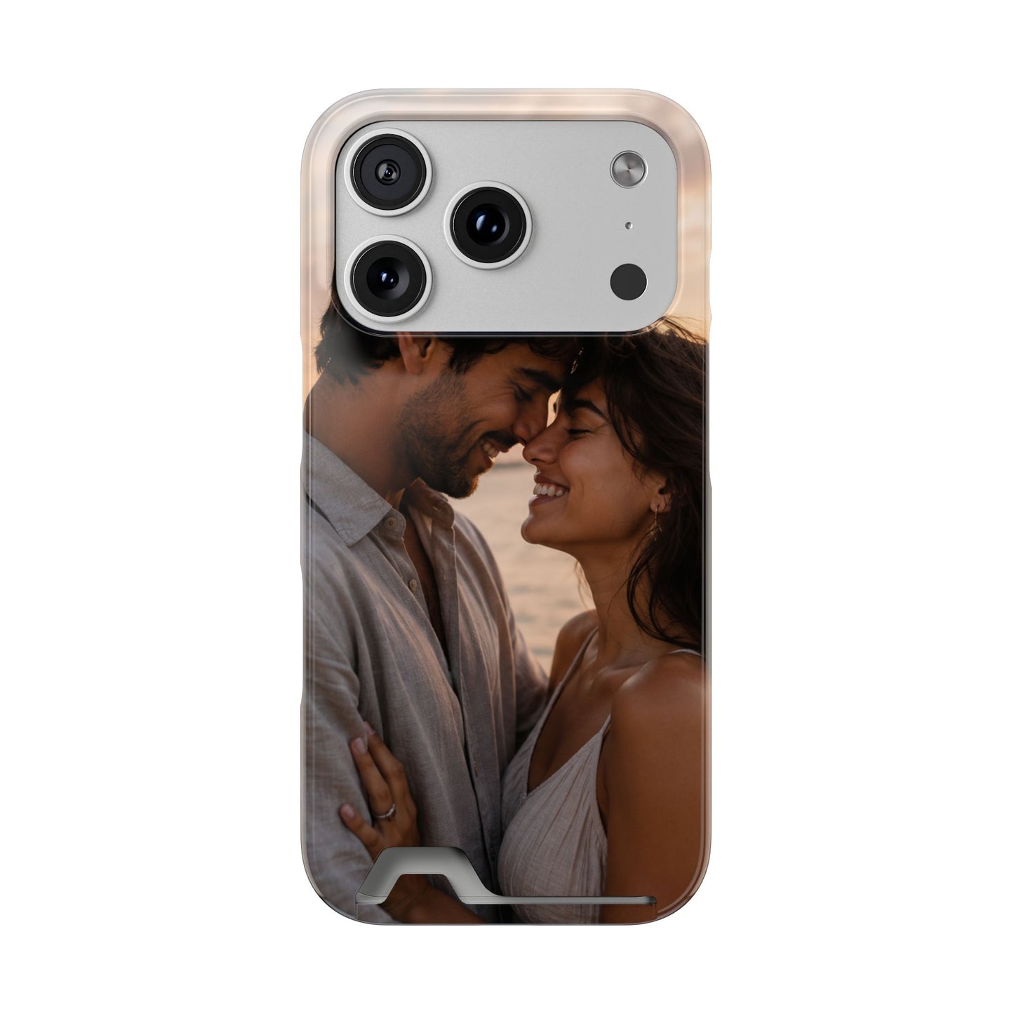 Custom Photo Card-Holder Phone Case — Personalized Couples Sunset Design