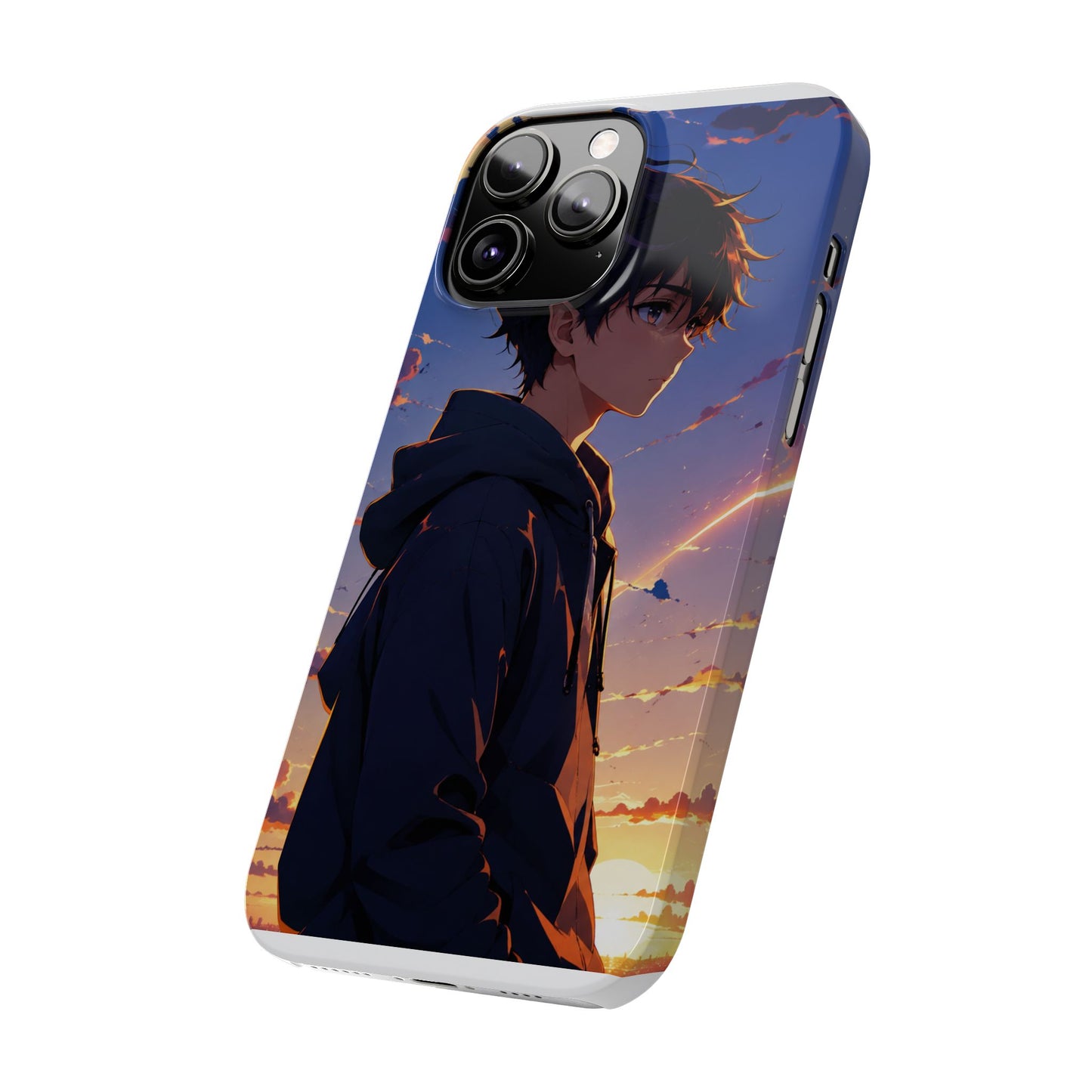 Slim Phone Case — Anime Sunset Boy Illustration