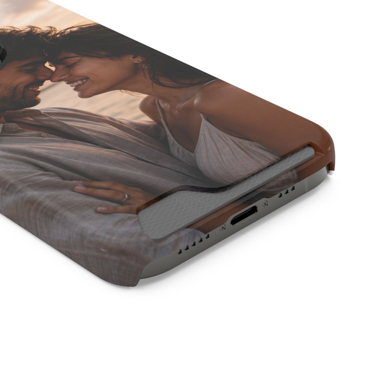 Custom Photo Card-Holder Phone Case — Personalized Couples Sunset Design