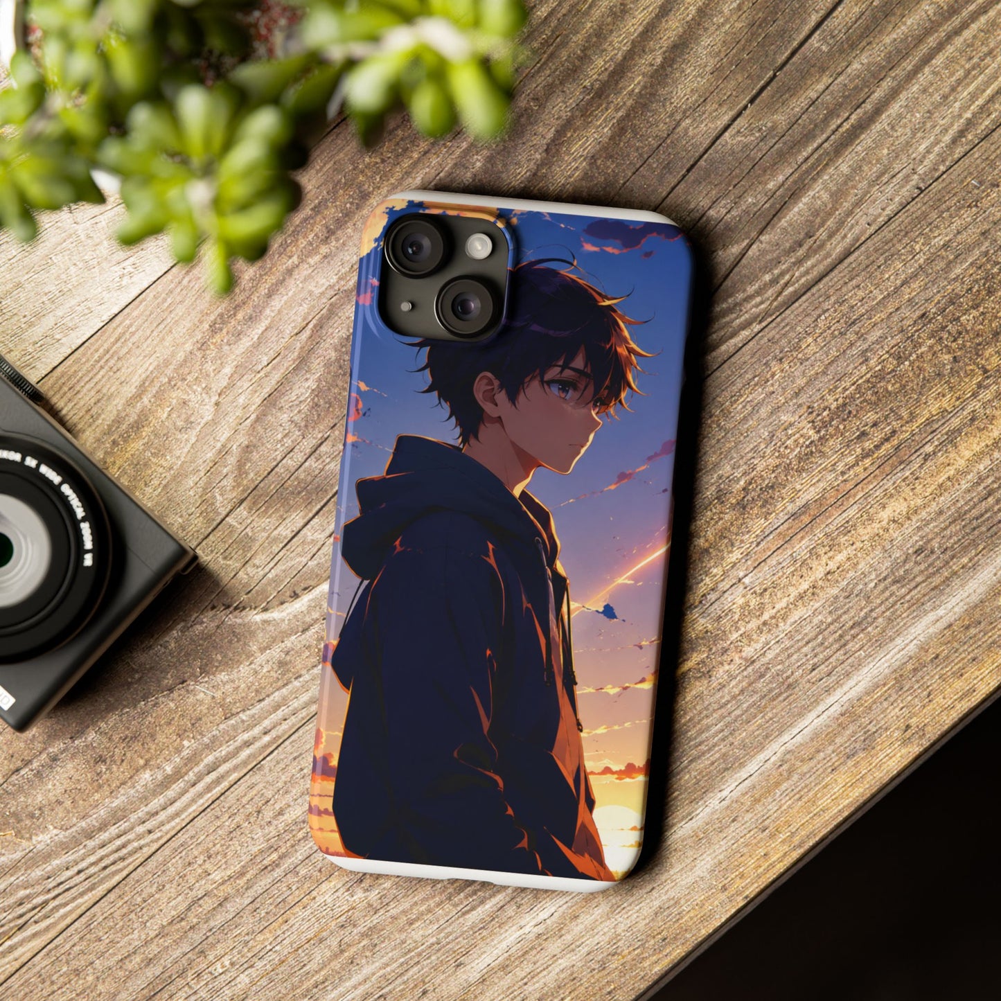 Slim Phone Case — Anime Sunset Boy Illustration