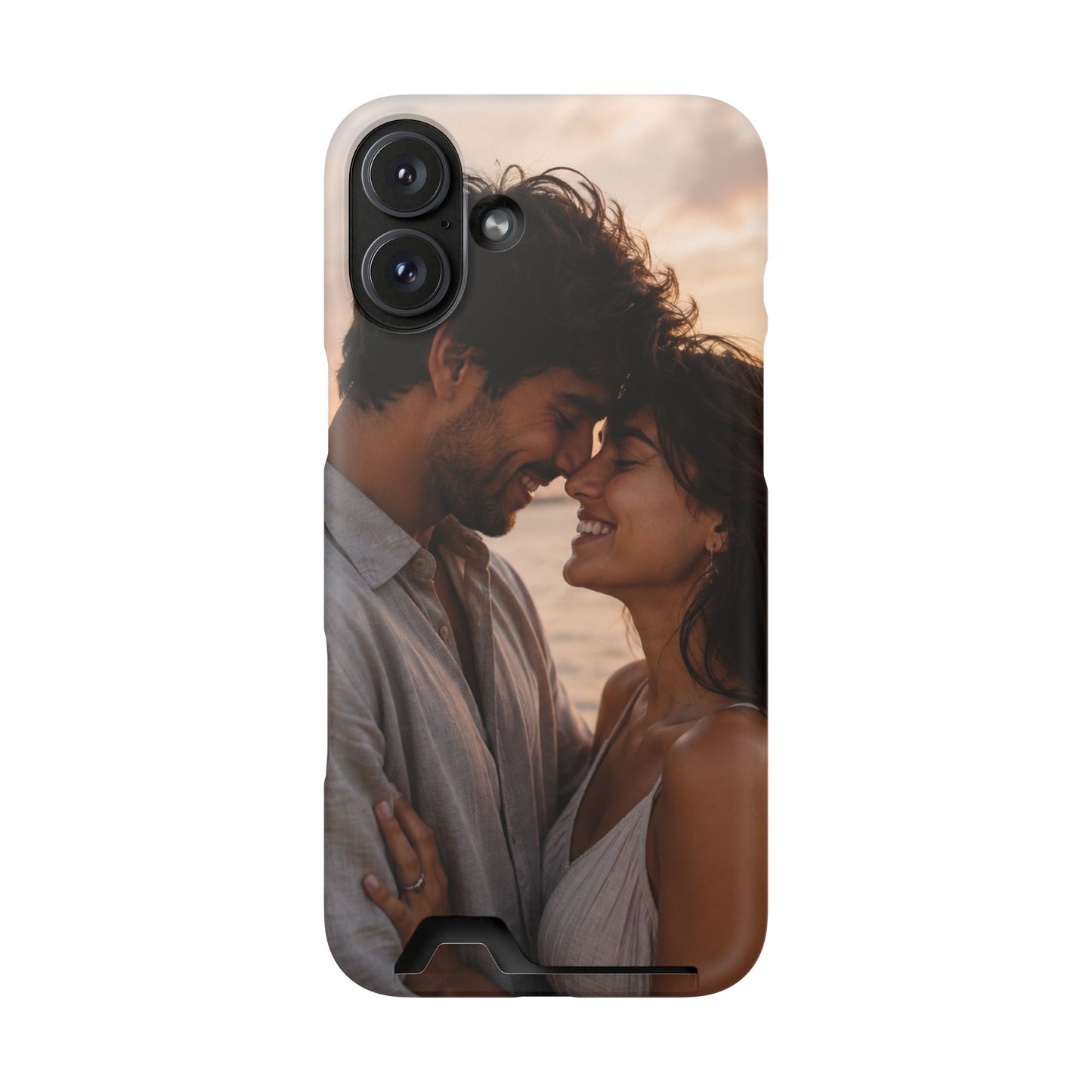 Custom Photo Card-Holder Phone Case — Personalized Couples Sunset Design