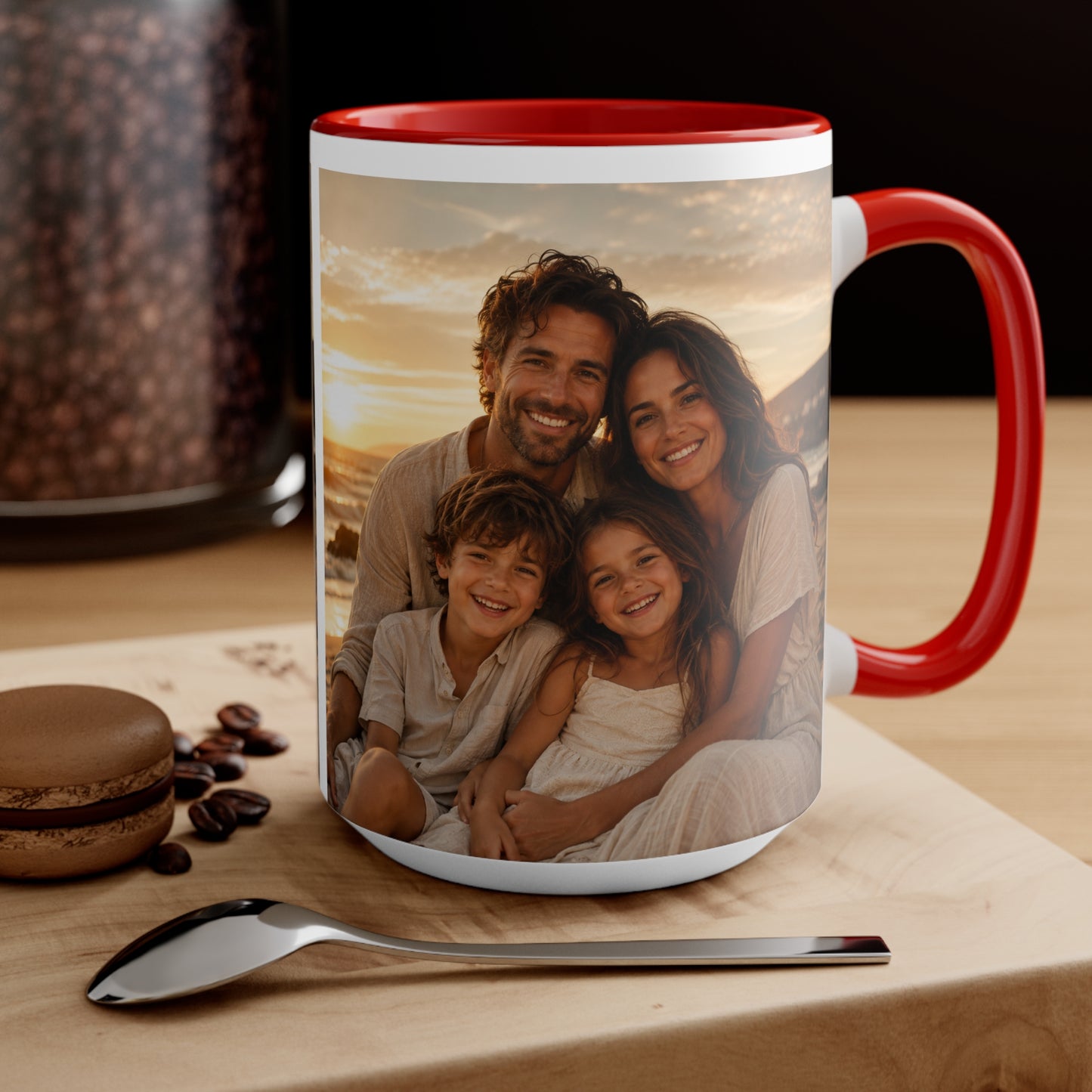 Personalized Photo Accent Mug — Custom Family Sunset Coffee Cup