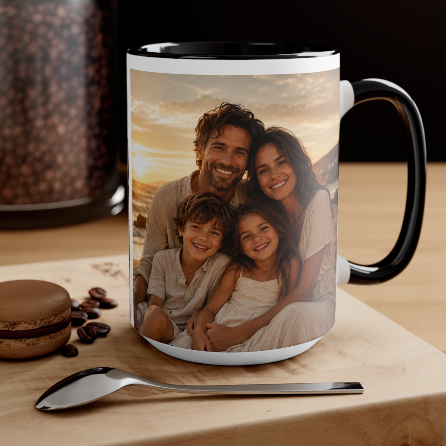 Personalized Photo Accent Mug — Custom Family Sunset Coffee Cup