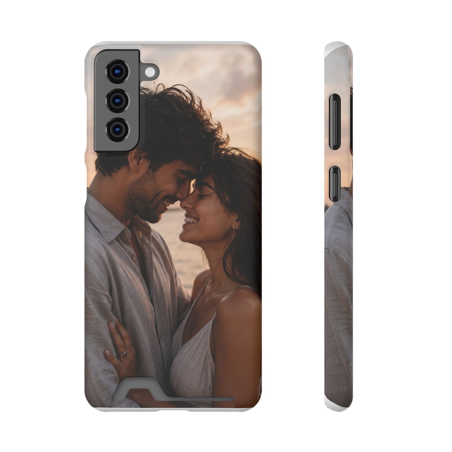 Custom Photo Card-Holder Phone Case — Personalized Couples Sunset Design