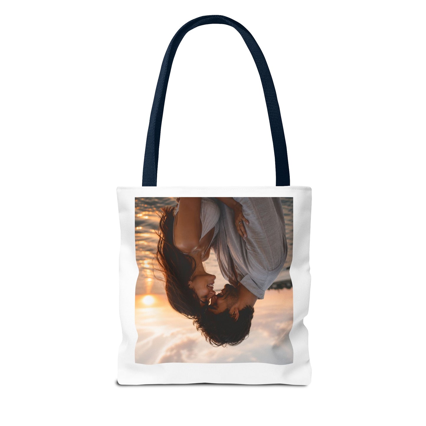 Personalized Photo Tote Bag — Custom Couple Sunset Portrait Beach Bag