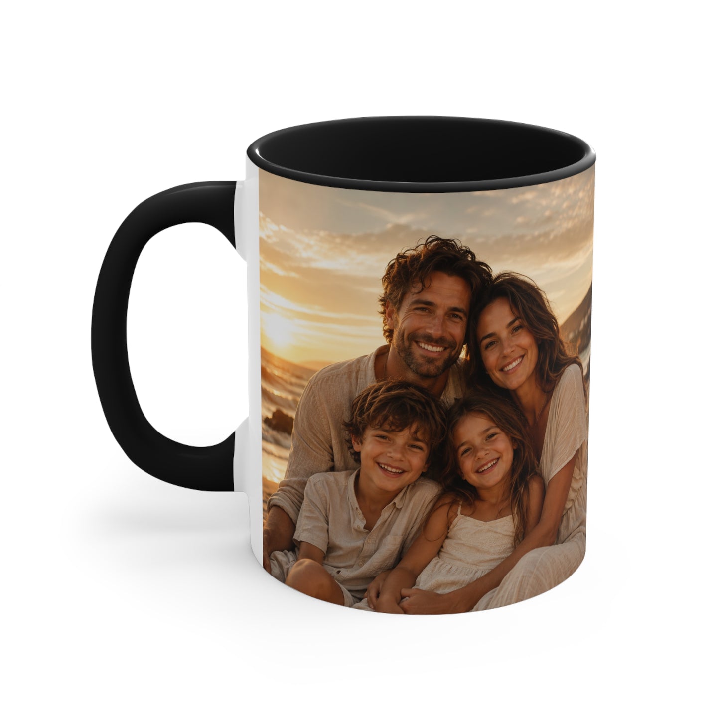 Personalized Photo Accent Mug — Custom Family Sunset Coffee Cup