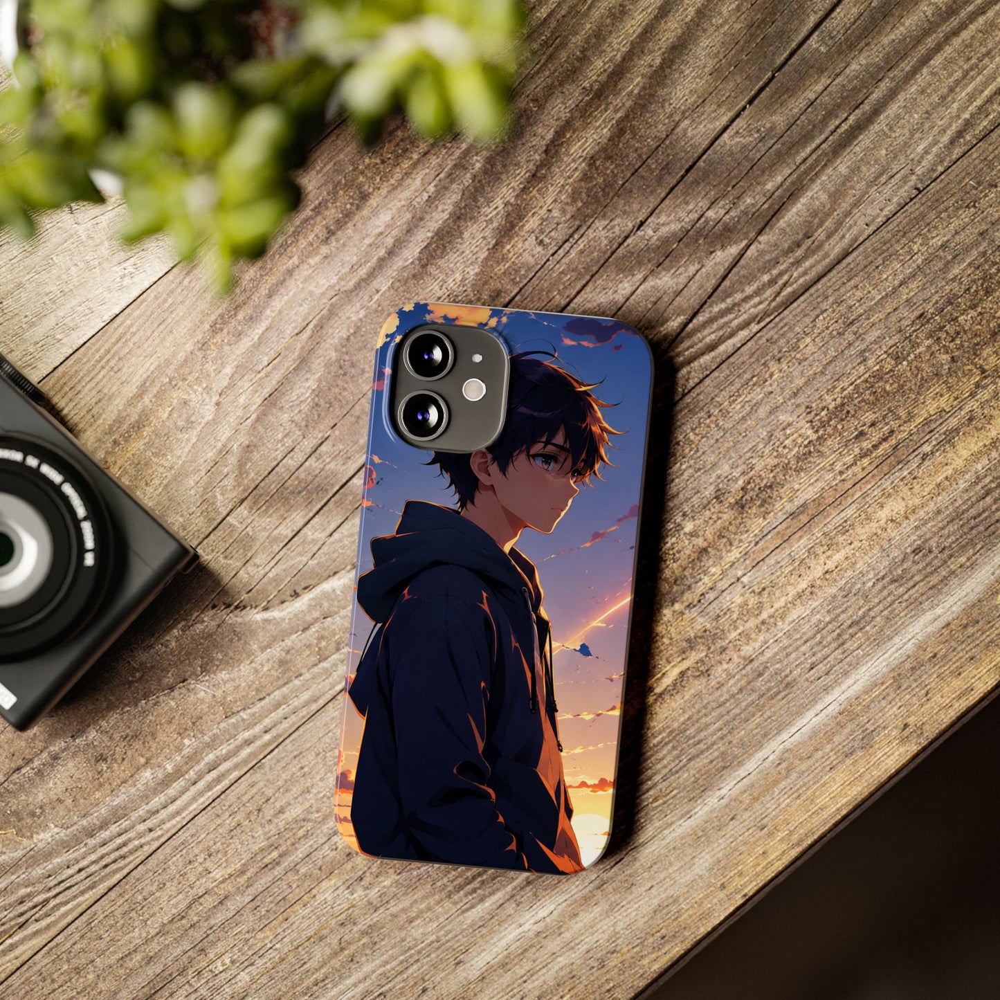Slim Phone Case — Anime Sunset Boy Illustration