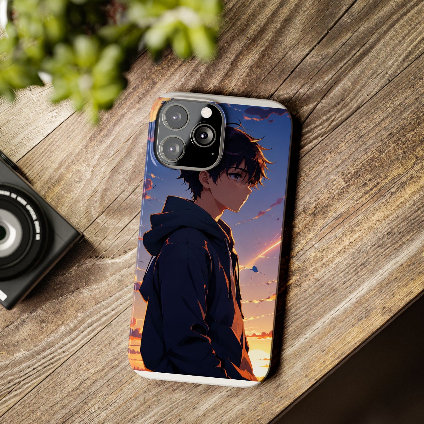 Slim Phone Case — Anime Sunset Boy Illustration