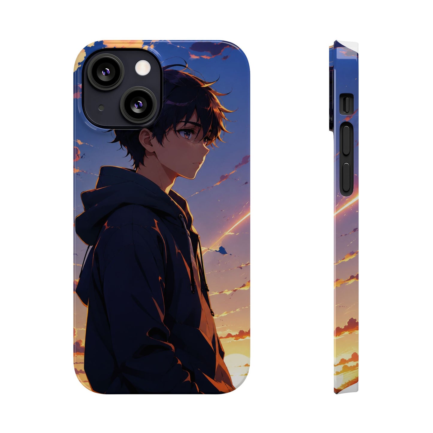 Slim Phone Case — Anime Sunset Boy Illustration