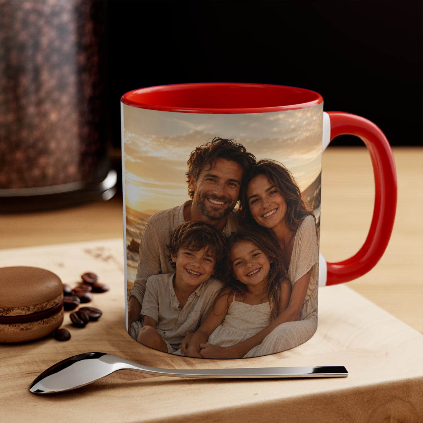 Personalized Photo Accent Mug — Custom Family Sunset Coffee Cup