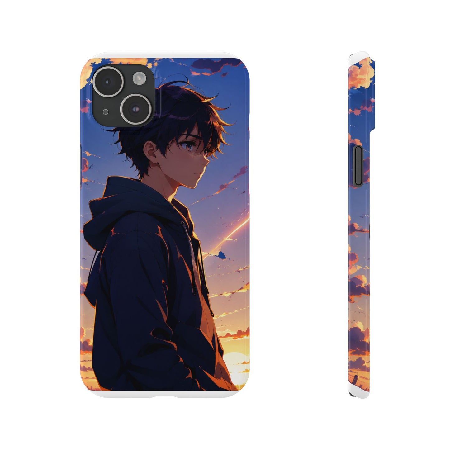 Slim Phone Case — Anime Sunset Boy Illustration