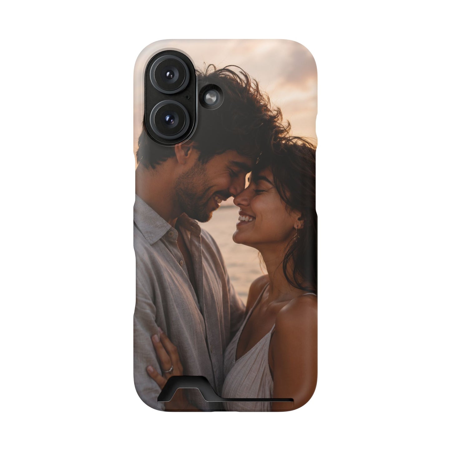 Custom Photo Card-Holder Phone Case — Personalized Couples Sunset Design