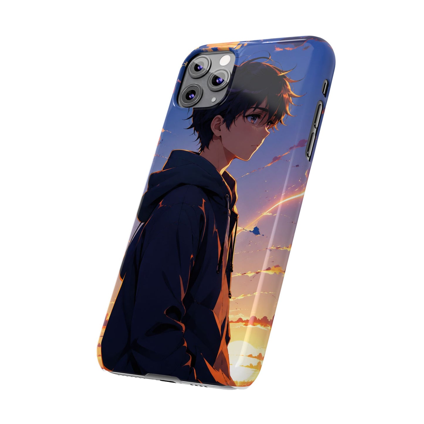 Slim Phone Case — Anime Sunset Boy Illustration
