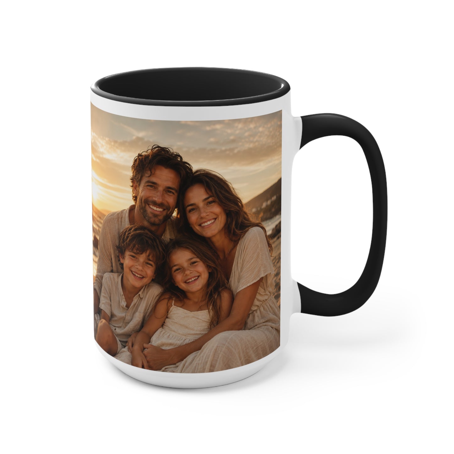 Personalized Photo Accent Mug — Custom Family Sunset Coffee Cup
