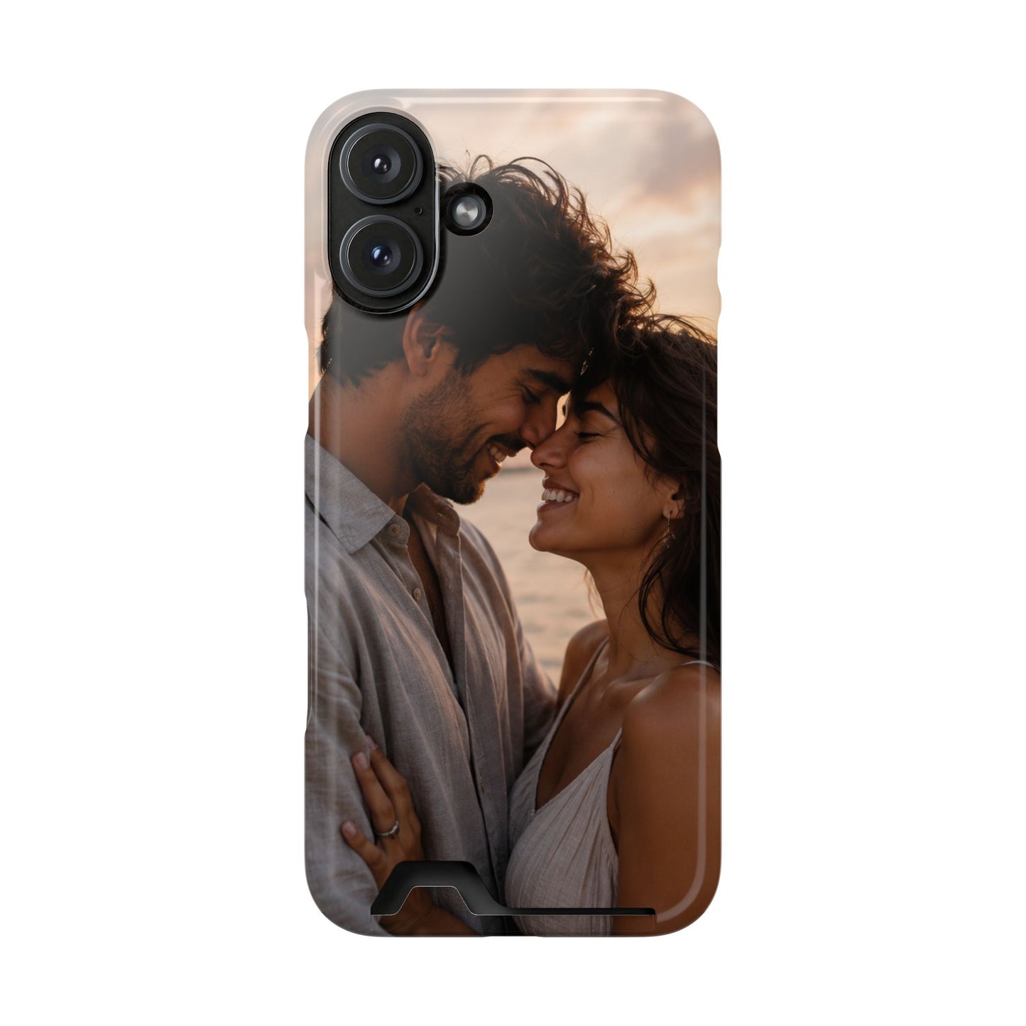 Custom Photo Card-Holder Phone Case — Personalized Couples Sunset Design
