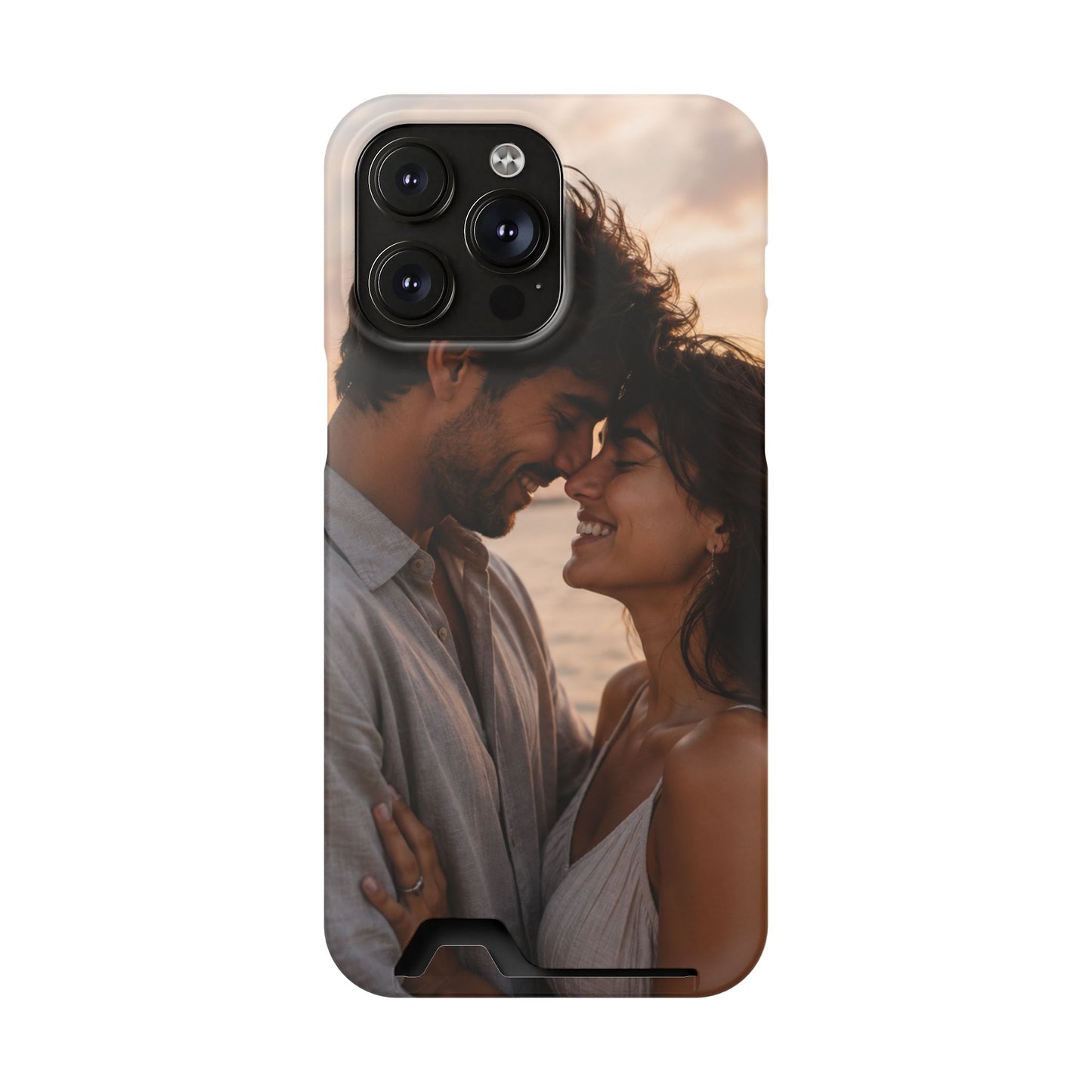 Custom Photo Card-Holder Phone Case — Personalized Couples Sunset Design