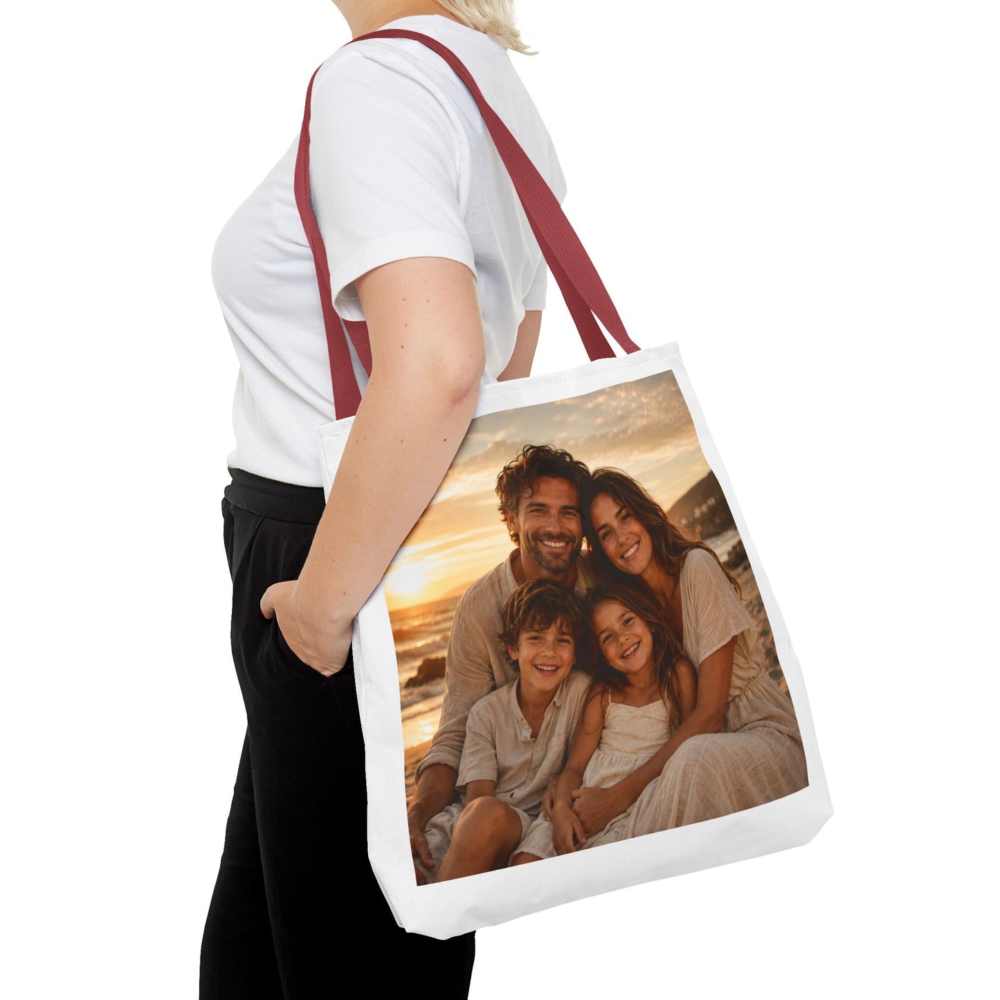 Photo Tote Bag — Custom Family Sunset Portrait Tote