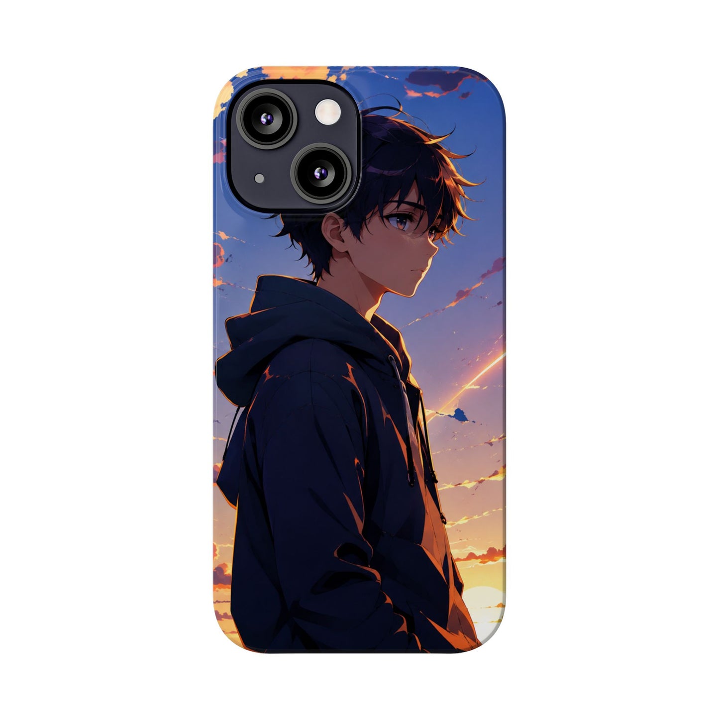 Slim Phone Case — Anime Sunset Boy Illustration