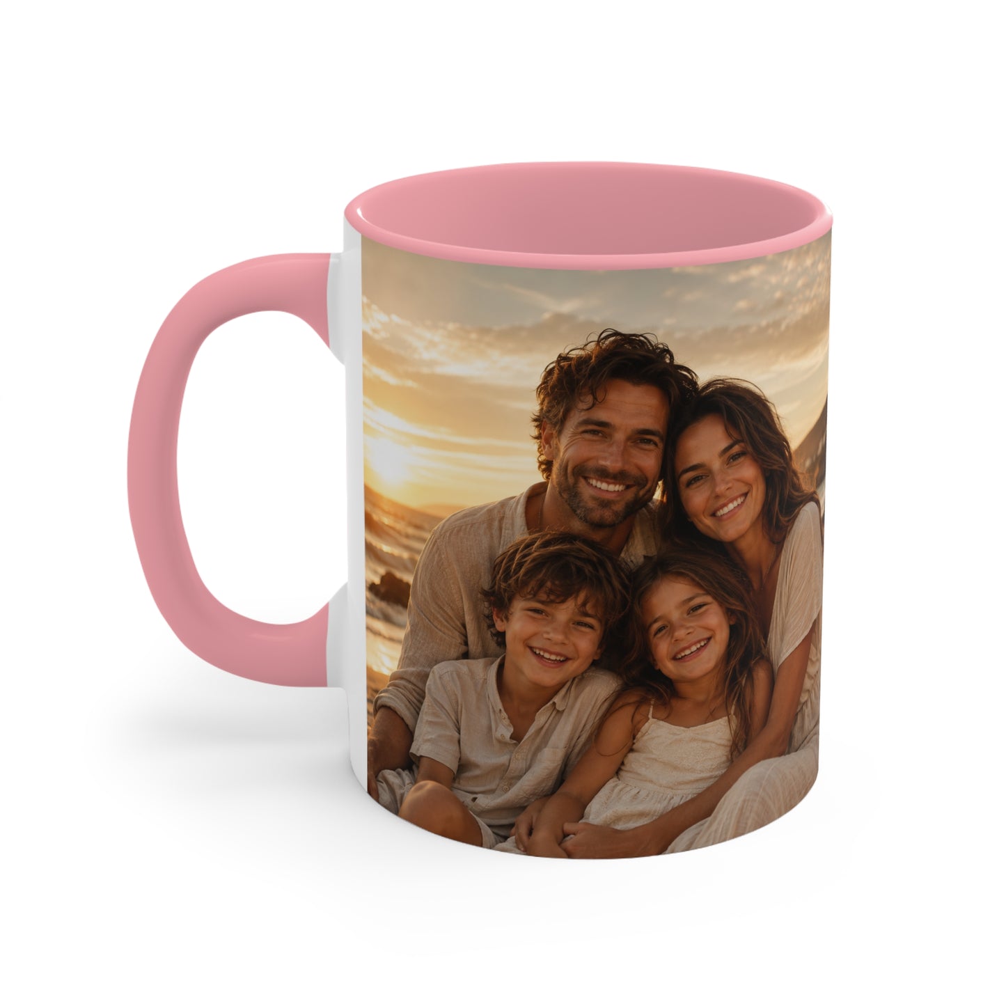 Personalized Photo Accent Mug — Custom Family Sunset Coffee Cup