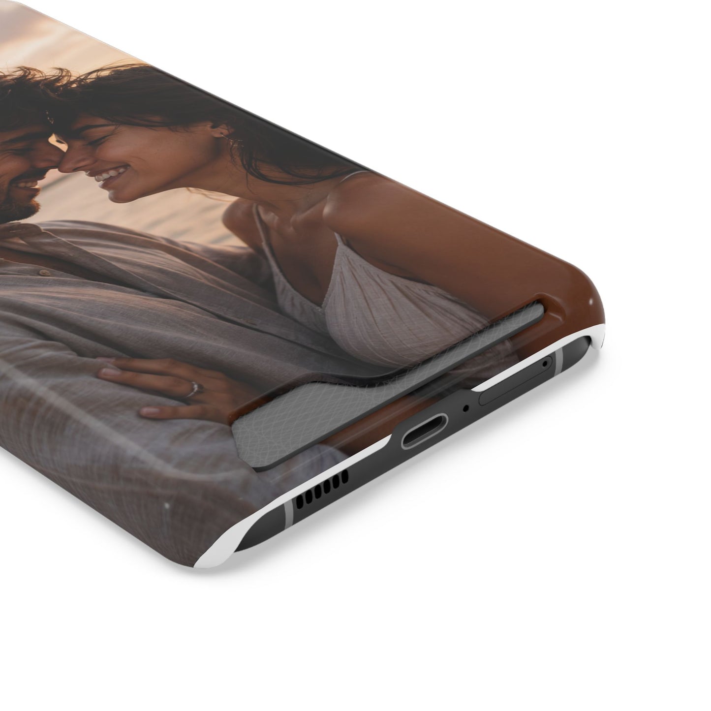 Custom Photo Card-Holder Phone Case — Personalized Couples Sunset Design
