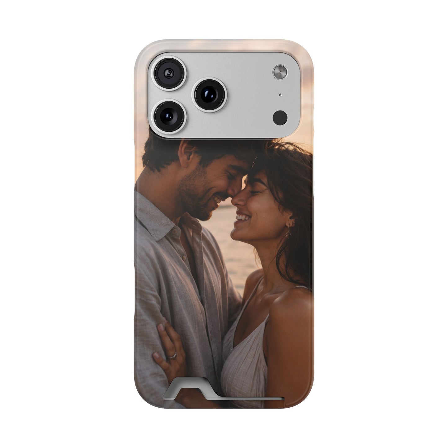 Custom Photo Card-Holder Phone Case — Personalized Couples Sunset Design