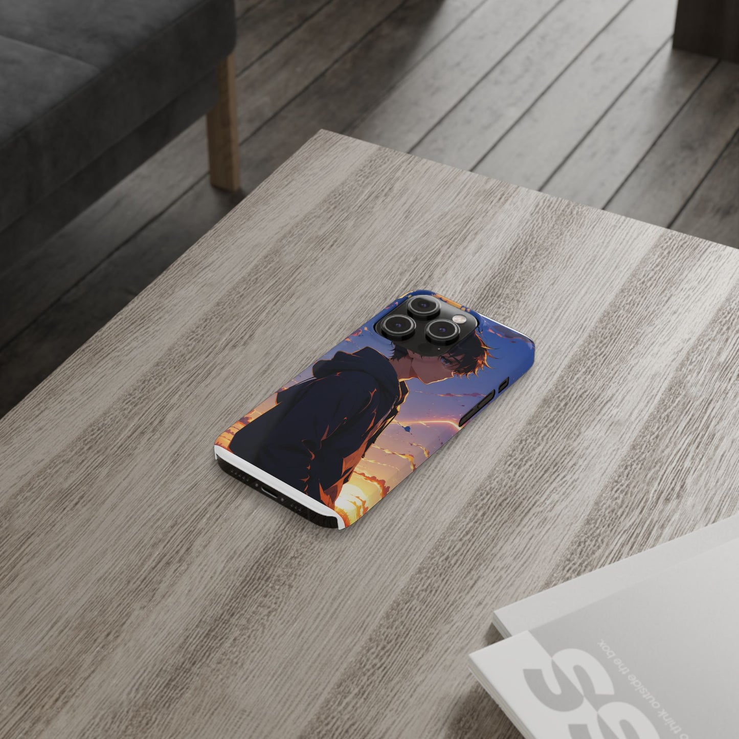 Slim Phone Case — Anime Sunset Boy Illustration