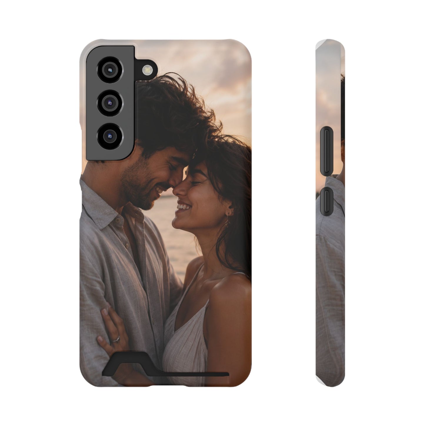 Custom Photo Card-Holder Phone Case — Personalized Couples Sunset Design
