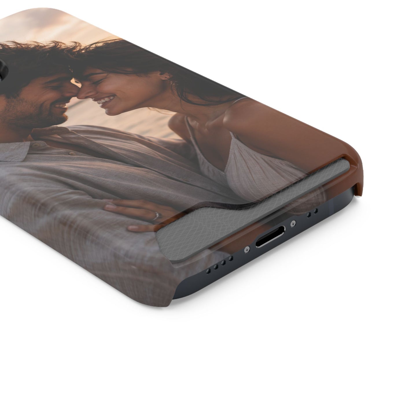 Custom Photo Card-Holder Phone Case — Personalized Couples Sunset Design
