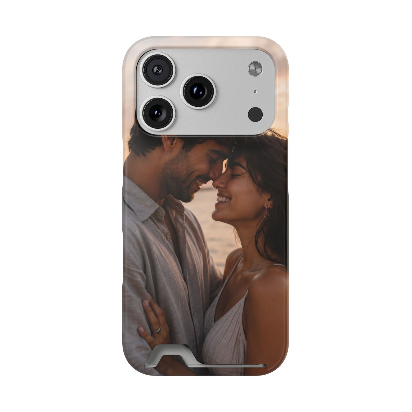 Custom Photo Card-Holder Phone Case — Personalized Couples Sunset Design