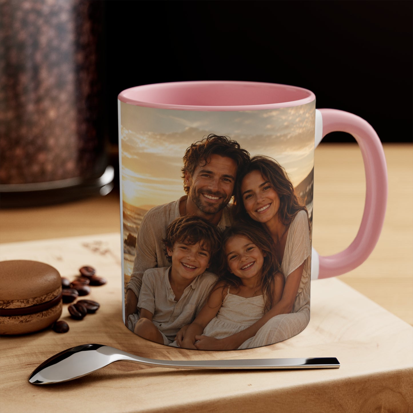 Personalized Photo Accent Mug — Custom Family Sunset Coffee Cup