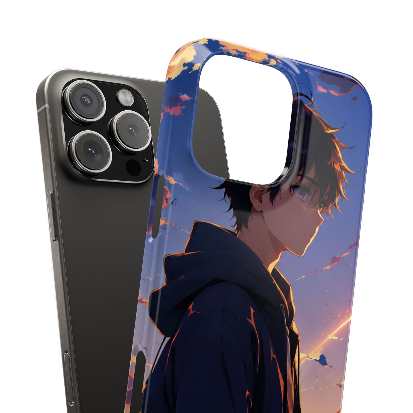 Slim Phone Case — Anime Sunset Boy Illustration