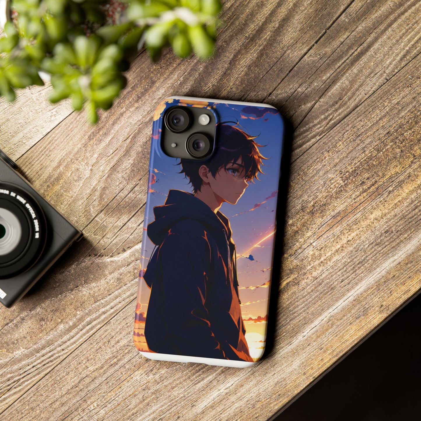 Slim Phone Case — Anime Sunset Boy Illustration