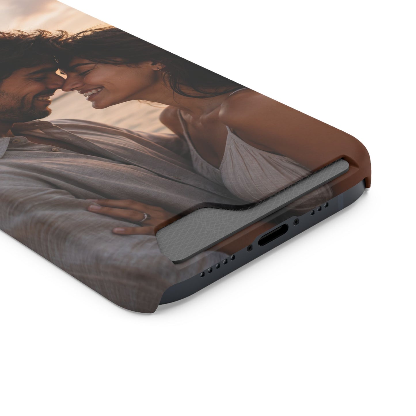 Custom Photo Card-Holder Phone Case — Personalized Couples Sunset Design