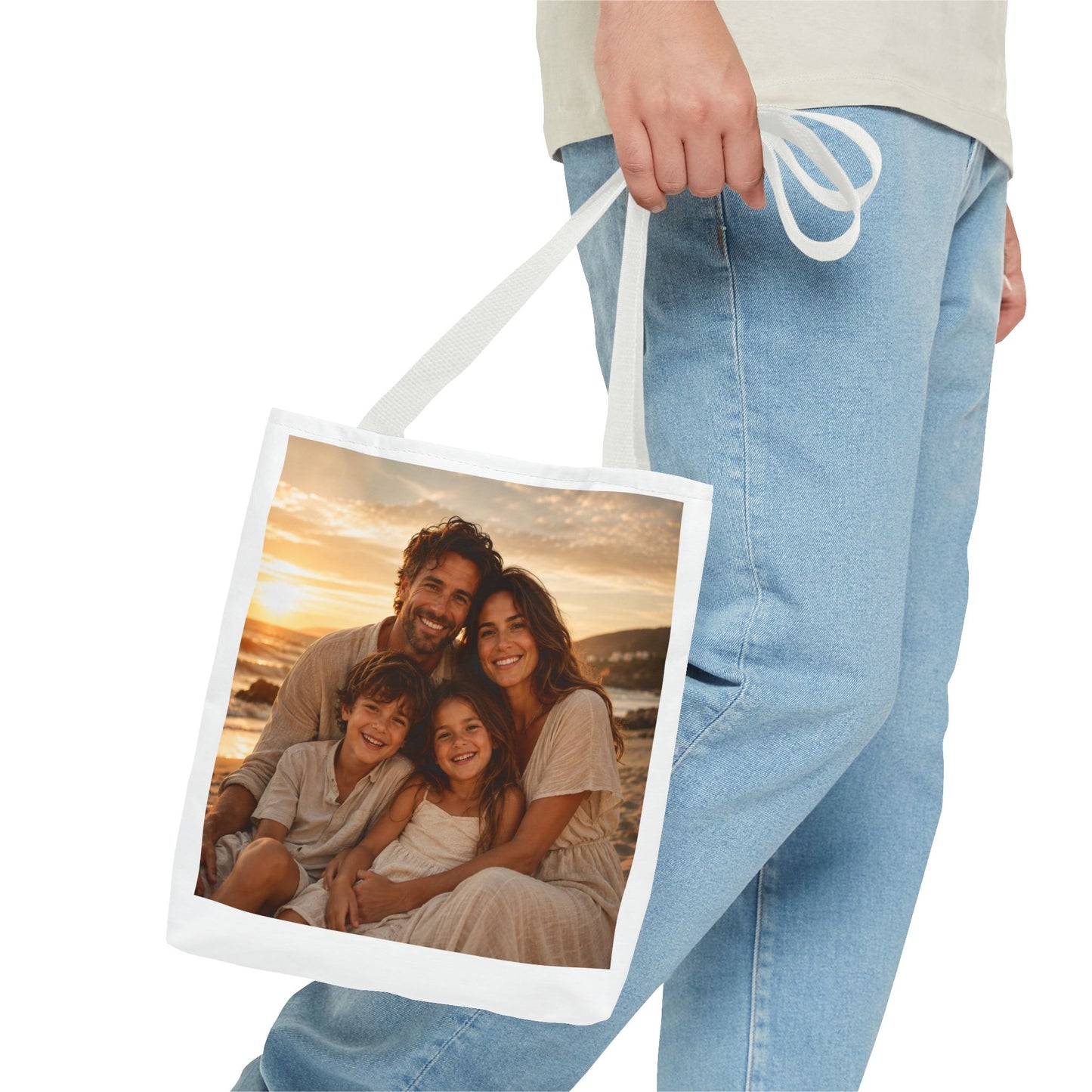 Photo Tote Bag — Custom Family Sunset Portrait Tote