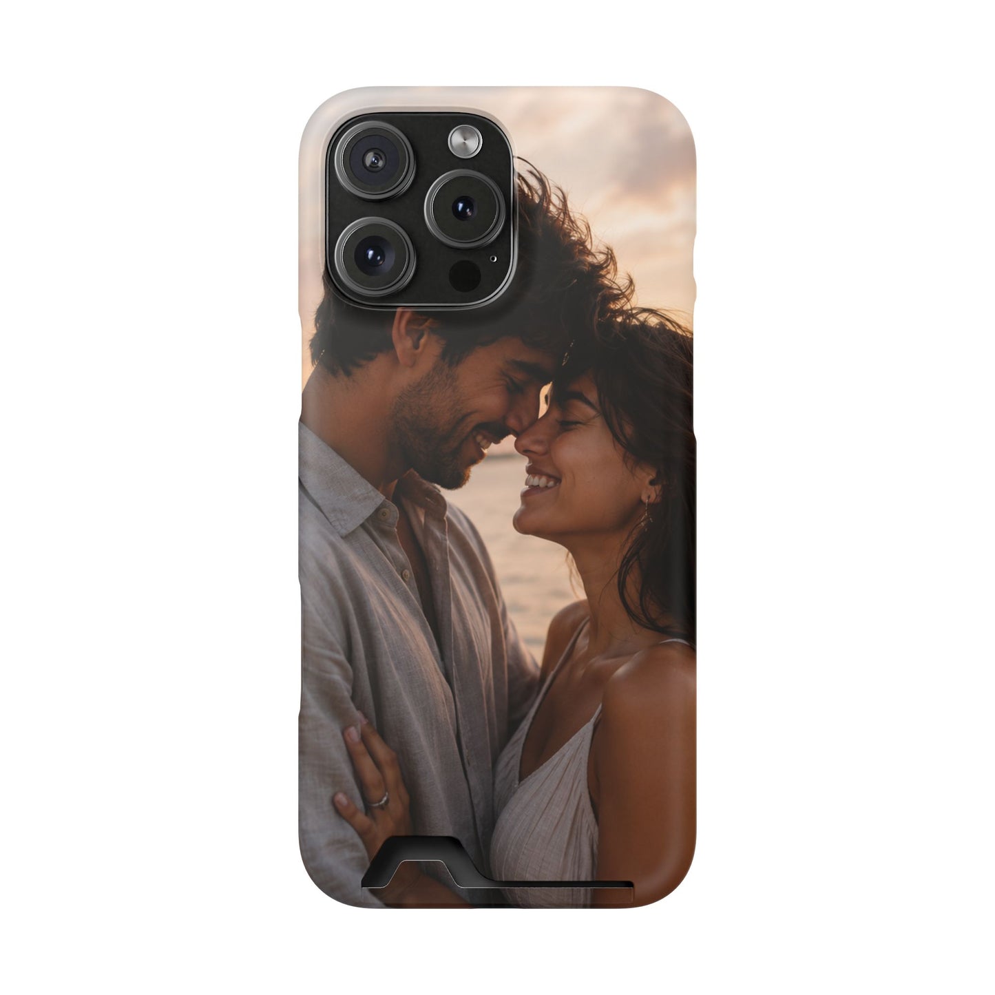 Custom Photo Card-Holder Phone Case — Personalized Couples Sunset Design