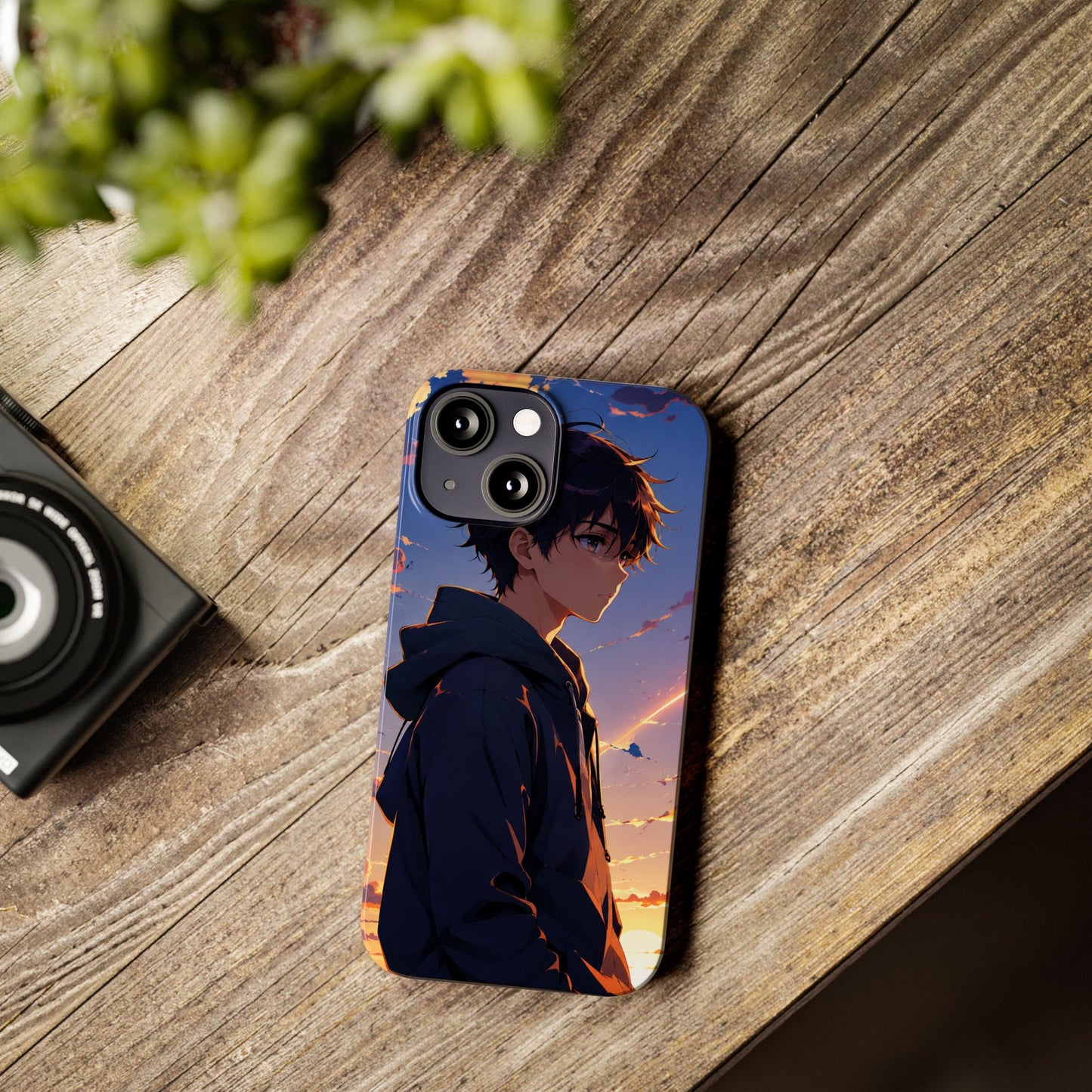 Slim Phone Case — Anime Sunset Boy Illustration