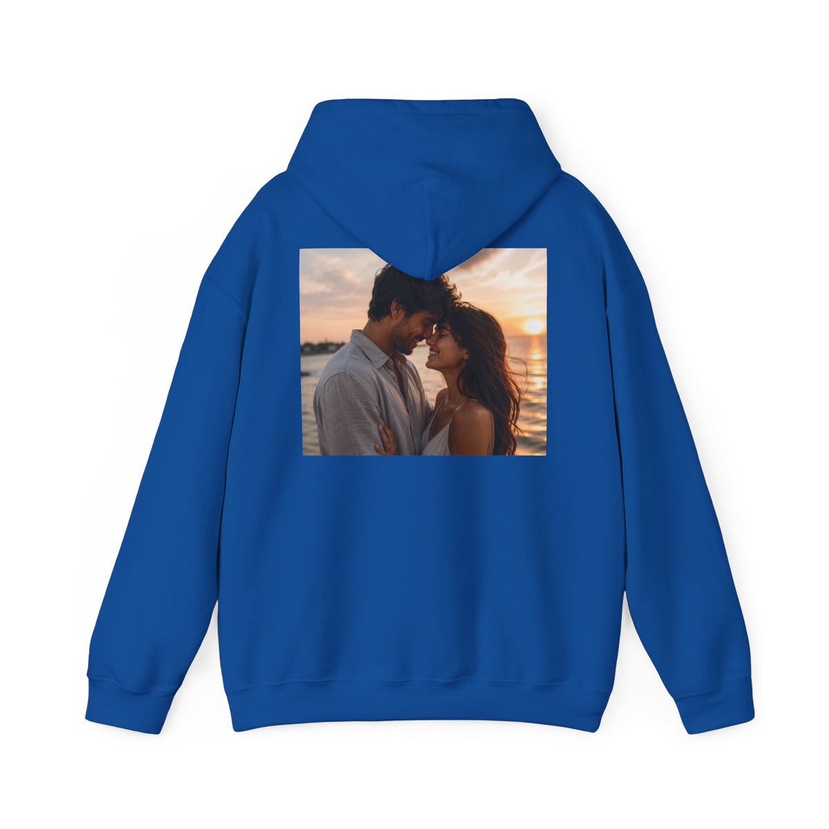 Romantic Sunset Photo Hoodie — Personalized Couple Portrait Sweatshirt